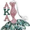 Greekin' It Greekin' It Aka Sorority Paraphernalia Brooch Pin For Women Greek (Sparkling Sliver Tone Accessory | Pink And Green Rhinestone), Green,Pink,Silver Online