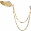 Uarein Angel Wings Tassel Chain Brooch. Rhinestone Wings Lapel Pin, Gold Silver Crystal Wings Coat Breastpin Women Men'S Suit Accessories New