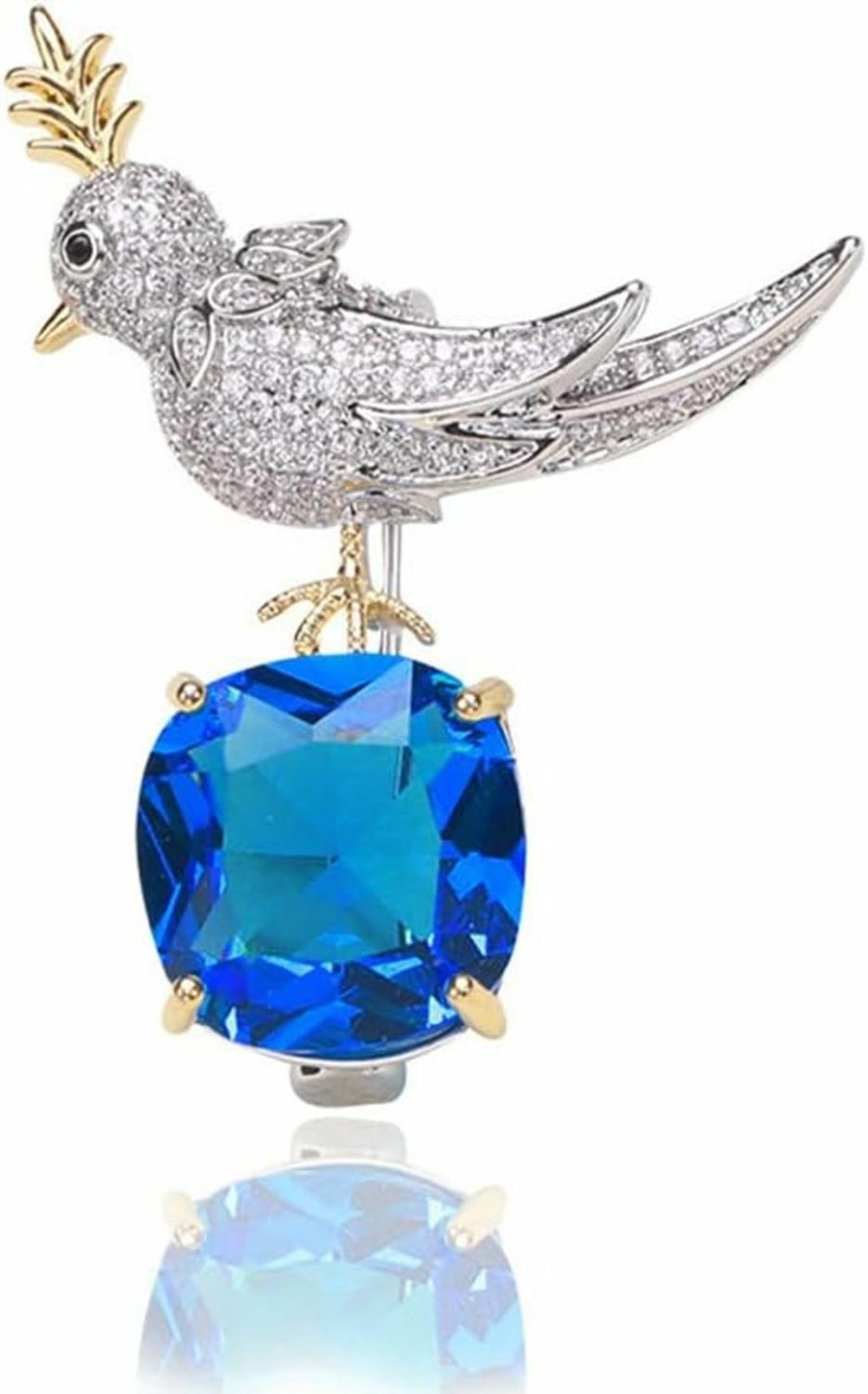 ZXCVWWE Blue Crystal Bird Brooch Cute Rhinestone Animal Badge Lapel Pins Dress Accessories Wedding Party Birthday Jewelry Gift For Women Men New