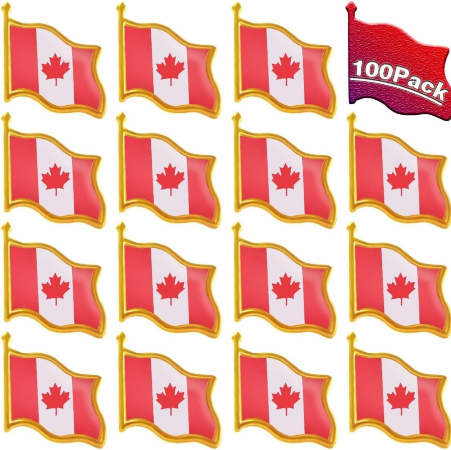 rhungift 20/50/100 Pack Canada Flag Pin Canadian National Lapel Pins Enamel Made Of Metal Souvenir Men Women Patriotic Clearance