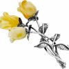 AMBEDORA Ambedora Women'S Brooch, Oxidised Sterling Silver, Hand Carved Amber Roses, Silver Brooch With Three Amber Roses In Milky Colour, 5 G Online