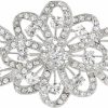 EVER FAITH Ever Faith 4 Inch Bridal Flower Ribbon Brooch Clear Austrian Crystal Wholesale