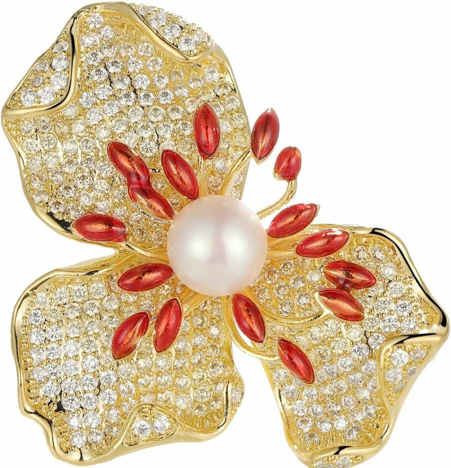 AILONMEI Ailonmei Brooch Pins For Women Fashion, Shiny Snowflake Large Beautiful Flower Brooches Jewelry For Women Floral Series Brooches And Pins Designer Lady'S Costume Clearance