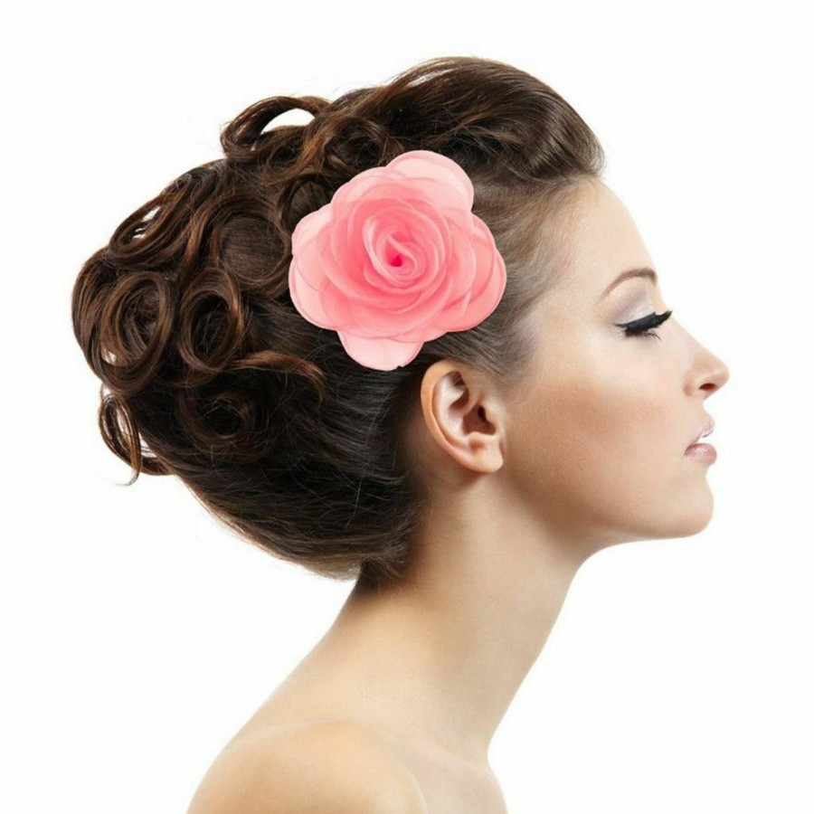 Amazon Merdia Women Lovely Flower Hair Clip Rose Brooches For Wedding Red New