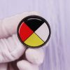 Pinstant Medicine Wheel Indigenous Native American First Nation Sun Dance Circle Sacred Hoop 1.2\" Enamel Pin Badge Best