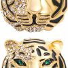 GALPADA Galpada Tiger Brooches With Rhinestones 2Pcs Vintage Punk Animal Tiger Head Corsage Brooch Pin Crystal Badge Lapel Pin For Men Women Suit Jacket Blouse Coat (Golden) Online