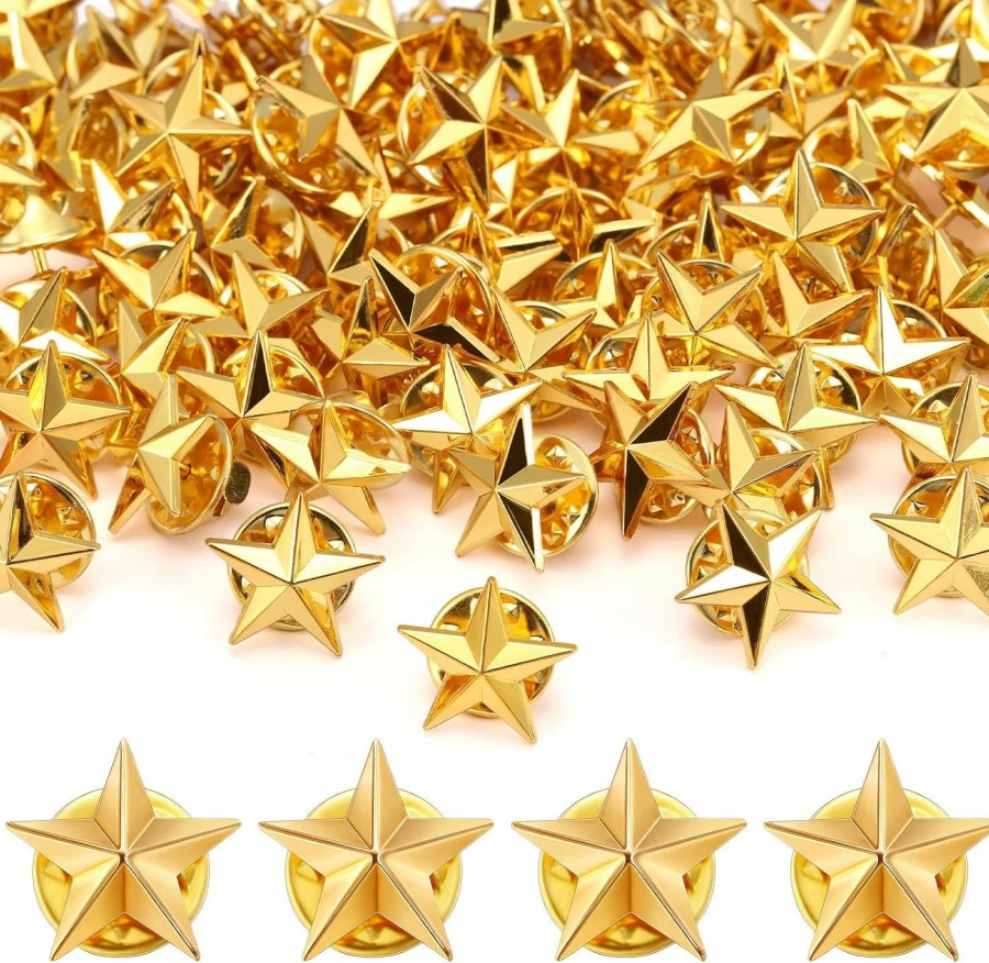 Fumete 100 Pieces Star Badge Lapel Pin Veterans Day Star Pins For Backpacks Star Badge Pins Military Award Pins Labor Day 4Th Of July Memorial Day Stars Brooches Best