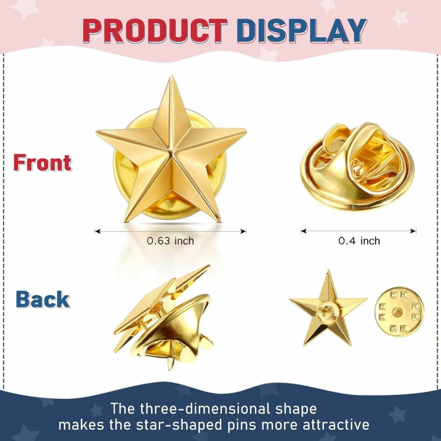 Fumete 100 Pieces Star Badge Lapel Pin Veterans Day Star Pins For Backpacks Star Badge Pins Military Award Pins Labor Day 4Th Of July Memorial Day Stars Brooches Best