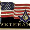 The Masonic Exchange Veteran Square & Compass American Flag Masonic Lapel Pin - [Gold & Black][5/8'' Wide] New