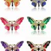 Joixy 6Pcs Butterfly Brooch Pins For Women Fashion Woman'S Enamel Crystal Rhinestone Butterfly Brooches Pin Set For Clothes Dresses Bulk Hot