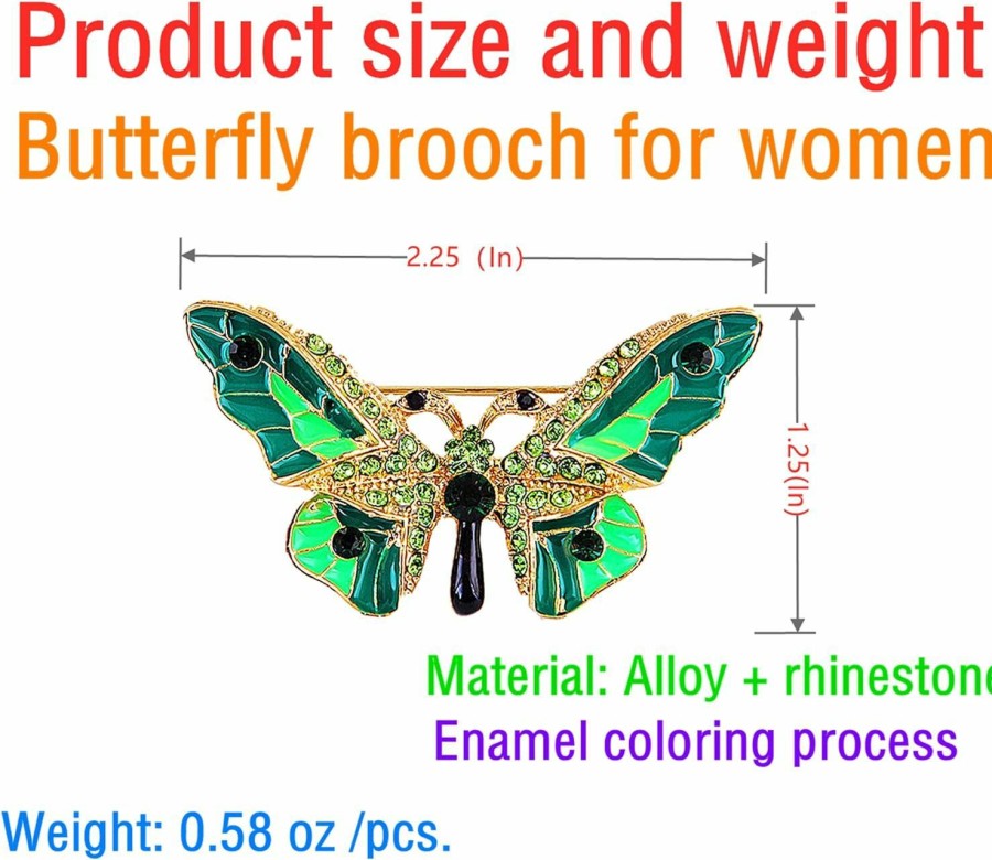 Joixy 6Pcs Butterfly Brooch Pins For Women Fashion Woman'S Enamel Crystal Rhinestone Butterfly Brooches Pin Set For Clothes Dresses Bulk Hot