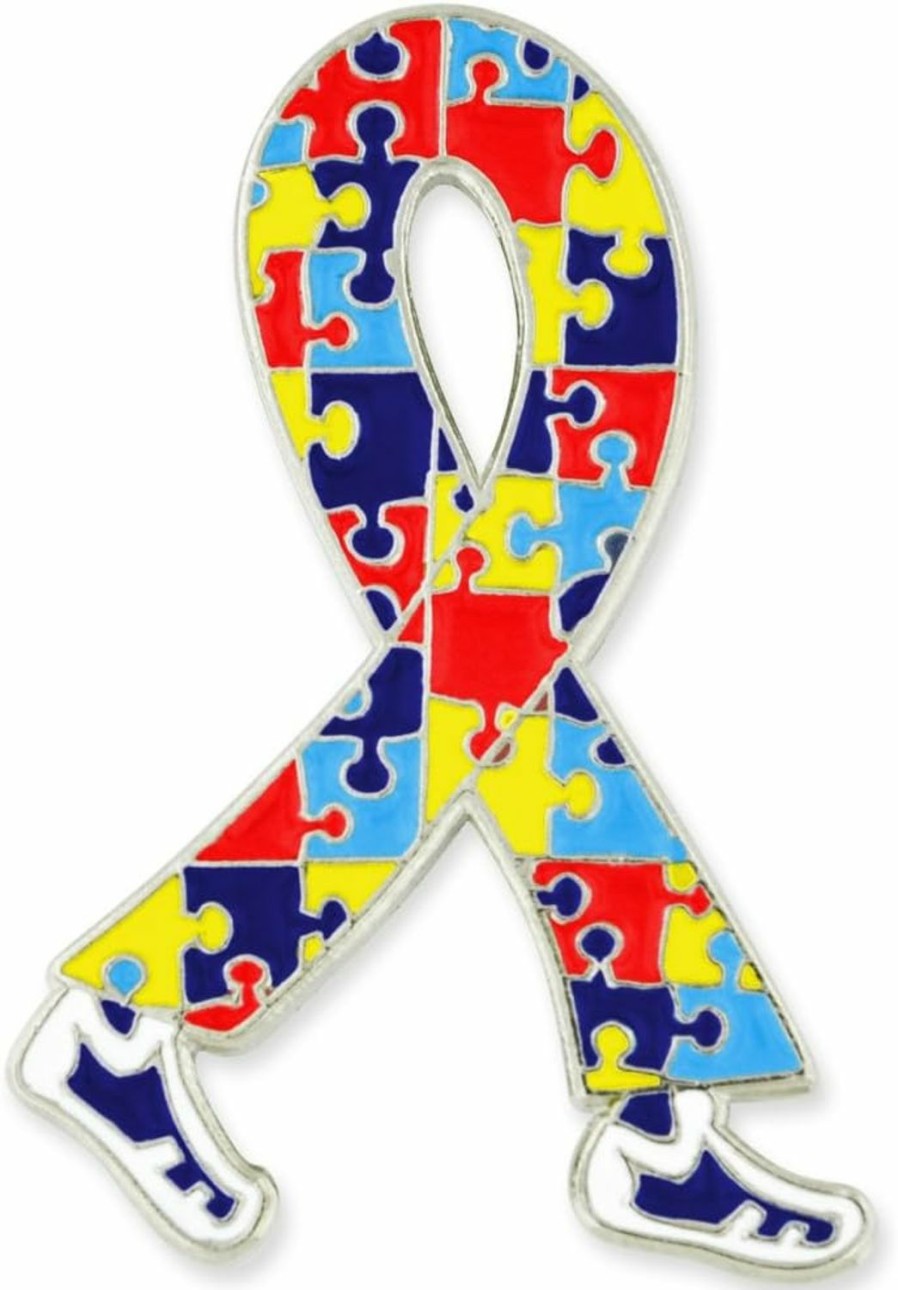 PinMart Pinmart Autism Awareness Pin Nickel Plated Enamel Lapel Pin - Inspiring Symbols Of Autism Support - Secure Clutch Back For Hats, Scarves And Backpacks New