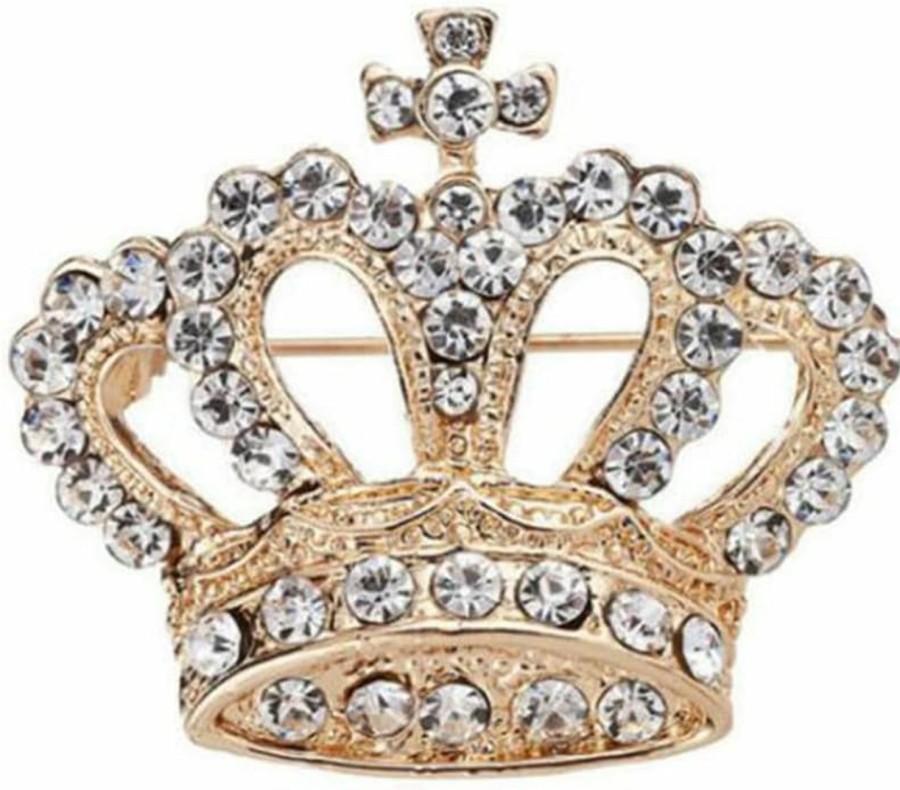 GUMEGE Crown Brooch Rhinestone Brooch Pin Crown Design Breast Pin Vintage Wedding Decorative Garment Crystal Brooch Wedding Bridal Shiny Rhinestone Crown Brooch Pin Online