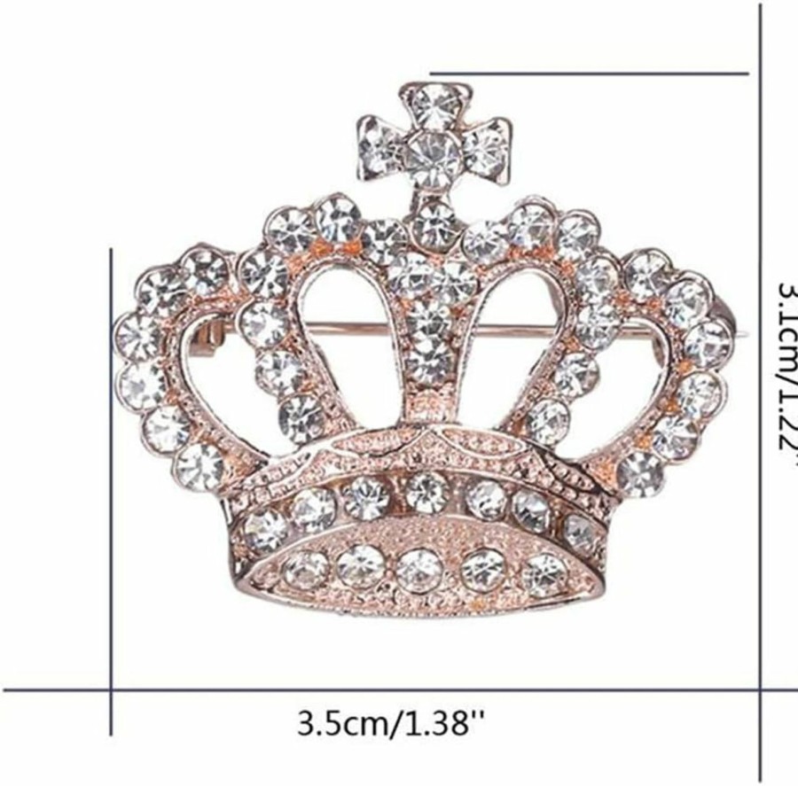 GUMEGE Crown Brooch Rhinestone Brooch Pin Crown Design Breast Pin Vintage Wedding Decorative Garment Crystal Brooch Wedding Bridal Shiny Rhinestone Crown Brooch Pin Online