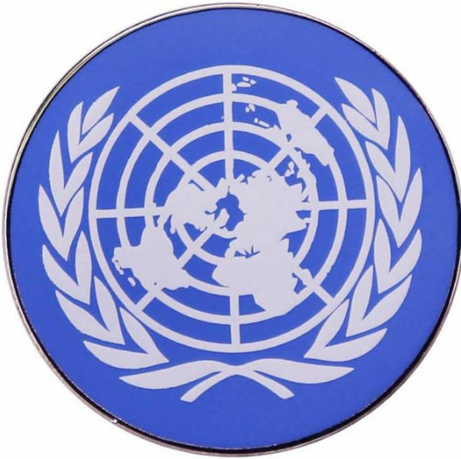 HUAQIGUO United Nations Badge Lapel Pins Un Flag Brooch Metal Pin Emblem Round Badge Gift New