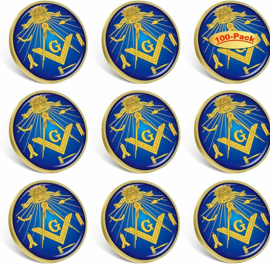 MIDLE 100/Pcs Masonic Lapel Pins Bulk - Metal Free Freemasonry Brooch Badge Souvenir Square Compasses Online