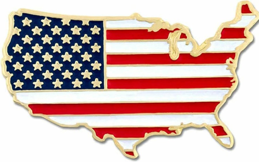 Mandujour America Map Outline Flag Lapel Pin Proudly Designed In Usa Free Beautiful Luxurious Gift Box Online