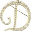 XGALBLA Xgalbla Alphabet Letters(A-Z) Plated Metal Simulated Pearl Lapel Pin Brooches Collar For Women Girls(Gold Tone) Clearance