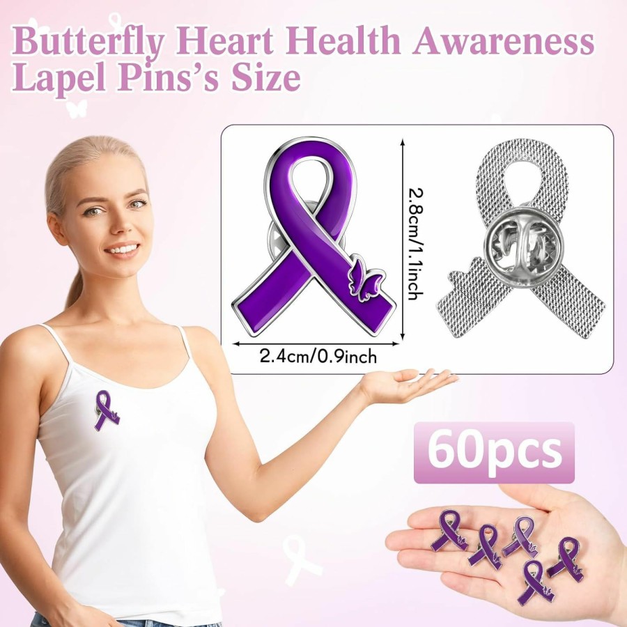 Tondiamo Tondiamo Purple Ribbon Awareness Lapel Pin Bulk Violence Alzheimer Cancer Awareness Brooch For Women Man Public Social Event Wholesale