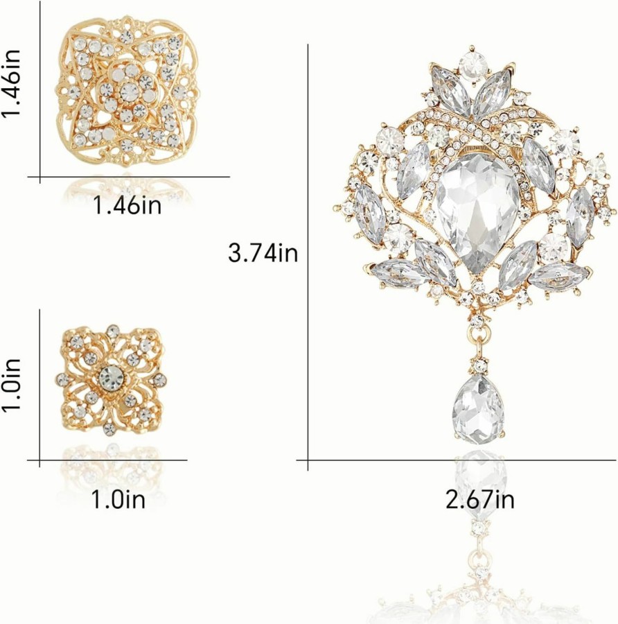 Lovejftty Lovejftty 26 Pieces Wedding Bouquet Bulk Brooches For Women Fashion, Large Rhinestone Flower Brooch Pins For Crafts Wholesale