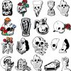 Janinka 20 Pcs Goth Pin Skull Spooky Skeleton Pins Set Horror Goth Skull Flower Brooch Pins Cute Mini Lapel Pins For Christmas Gifts Women Men Bag Jacket Backpack Hat Pant Clothes Accessories (Skeleton) Clearance