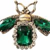 Dtja Gold Rhinestone Bee Brooch Pin For Women Men Fashion Crystal Vintage Green Cz Emerald Insect Animal Brooches Lapel Pins Dainty Dress Accessories Jewelry Boutonniere Corsage For Hat Bag Suit Tie Wholesale