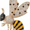 Szxc Szxc Women'S Bumble Bee Pin Brooch + Pendant 2 In 1-1 2/5 Inch - Crystal Cubic-Zirconia Enamel Bee Collection Accessories (Gold) Best