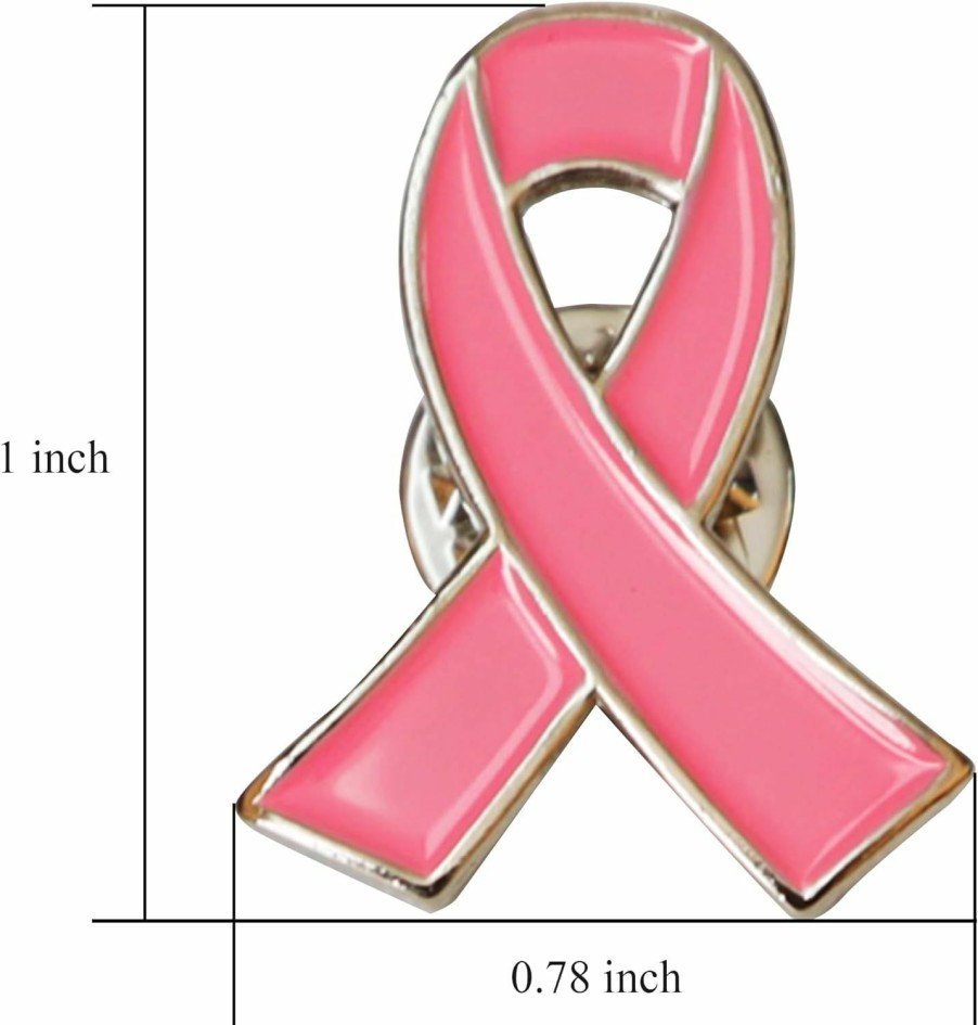 C CRYSTAL LEMON Pack Of 10, Official Breast Cancer Awareness Pink Lapel Pin, Breast Cancer Gifts For Women By Crystal Lemon Clearance