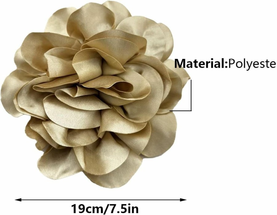 Someki Flower Brooch, 7.5In Dainty Satin Elegant Camellia Flower Big Brooches Lapel Pins Oversized Rose Flower Large Brooch Pin For Women Wedding Party Banquet Dress Suit Clothes Accessories Jewelry Gifts Hot