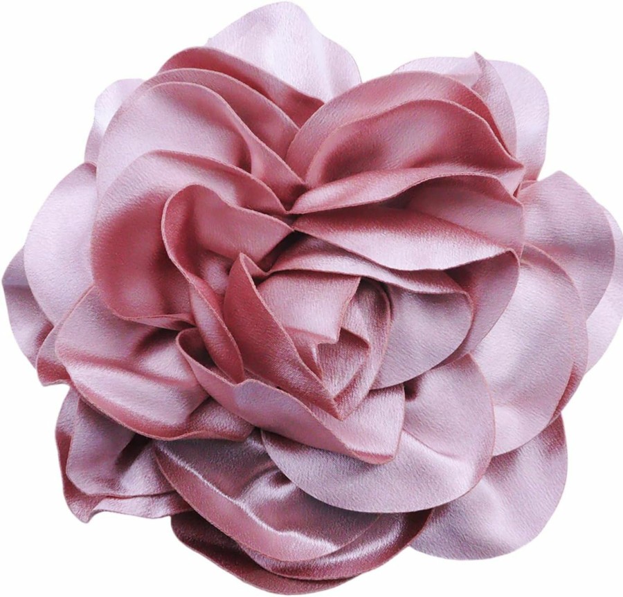 Pingyongchang Satin Fabric Rose Flower Extra Large Big Brooches Camellia Flower Oversized Brooch Pin For Women Wedding Party Dance Banquet Dress Suit Ceremony Clothes Accessories Gifts 7.5In Hot