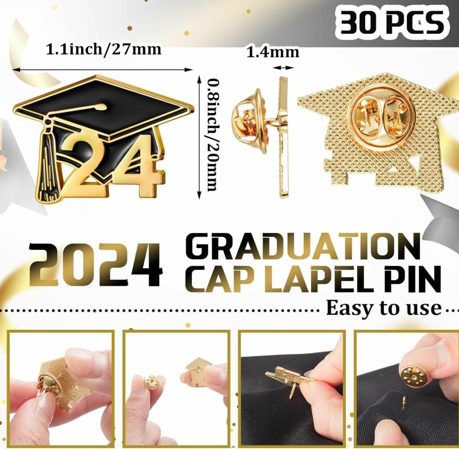 Misdary Misdary 30 Pcs 2024 Graduation Cap Lapel Pin Enamel Jewelry Brooch Graduation Pin Gifts Grad Cap Pin Gifts Bulk For Her Him School Student Accessories Online