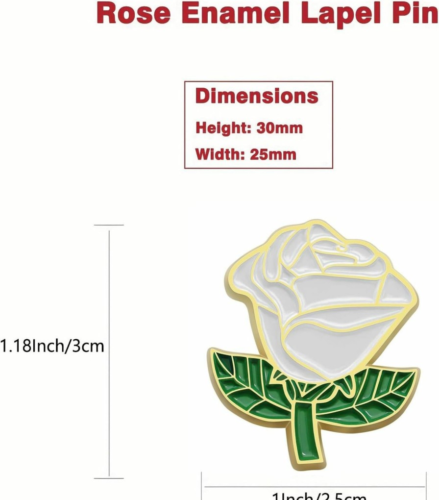 MIDLE 12/50/100Pcs White Rose Pins Bulk 1.2" - Valentine'S Day Flower Enamel Lapel Pin Brooch Badge Gifts For Men Women Clothes Bags Hats Online