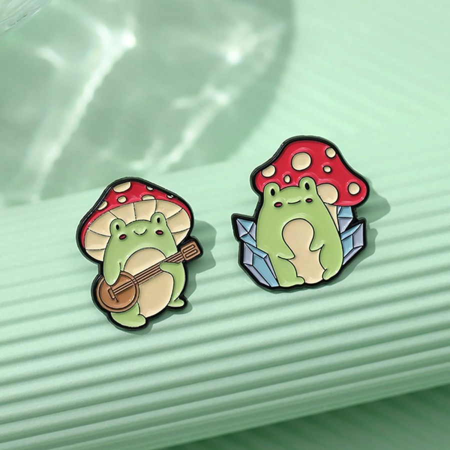 Gillna Snappy Frog Enamel Pins Set,Cute Animal Enamel Brooch Pins For Women Men Kids Cartoon Mushroom Enamel Lapel Pins Badges For Clothes Jackets Jackets(All) Wholesale