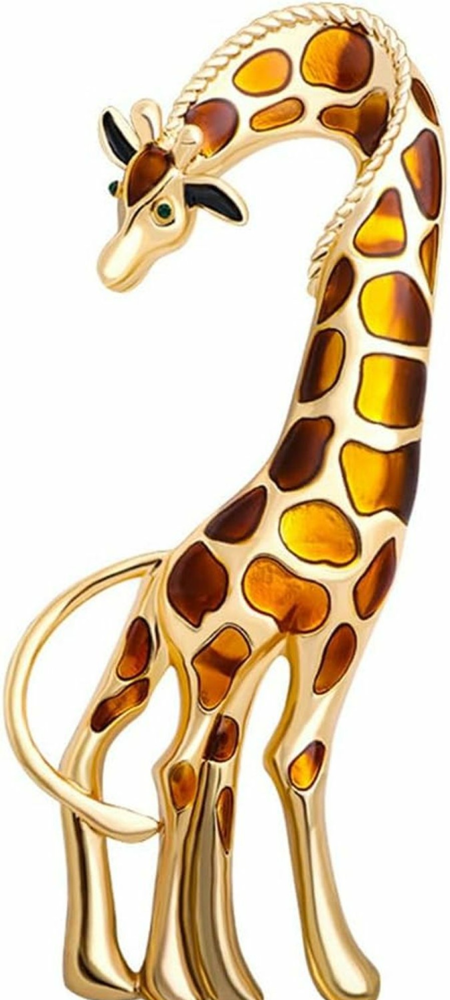 Dtja Enamel Giraffe Animal Brooch Pin For Women Girls Men Fashion Rhinestone Gold Tone Exquisite Big Dress Hat Costume Accessories Creative Christmas Birthday Holiday Decor Jewelry Gift For Pet Lover Hot