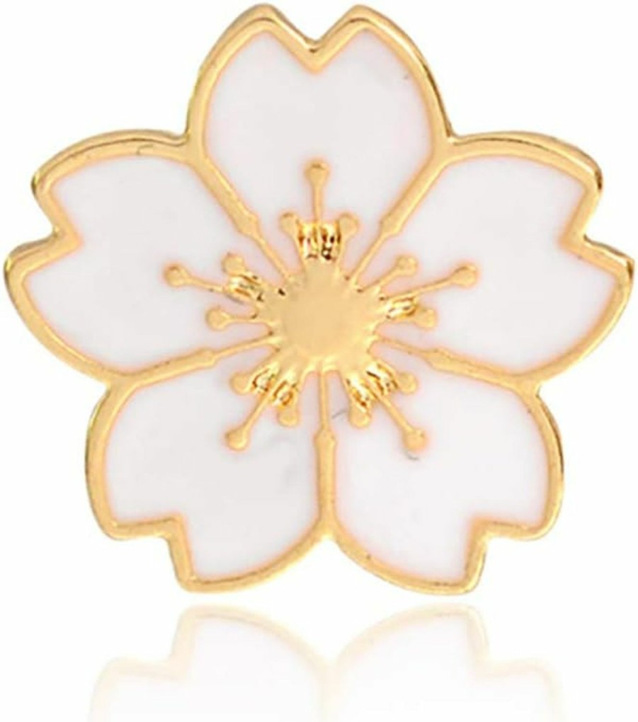 ROSTIVO Rostivo Cherry Blossom Lapel Pin Enamel Pins For Backpacks Cute Tiny Flower Brooch Pin For Women And Girls (White) Clearance