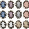 Generic Golden Strawberry 12 Pcs Vintage Elegant Victorian Lady Beauty Cameo With Crystal Brooch Pin Best