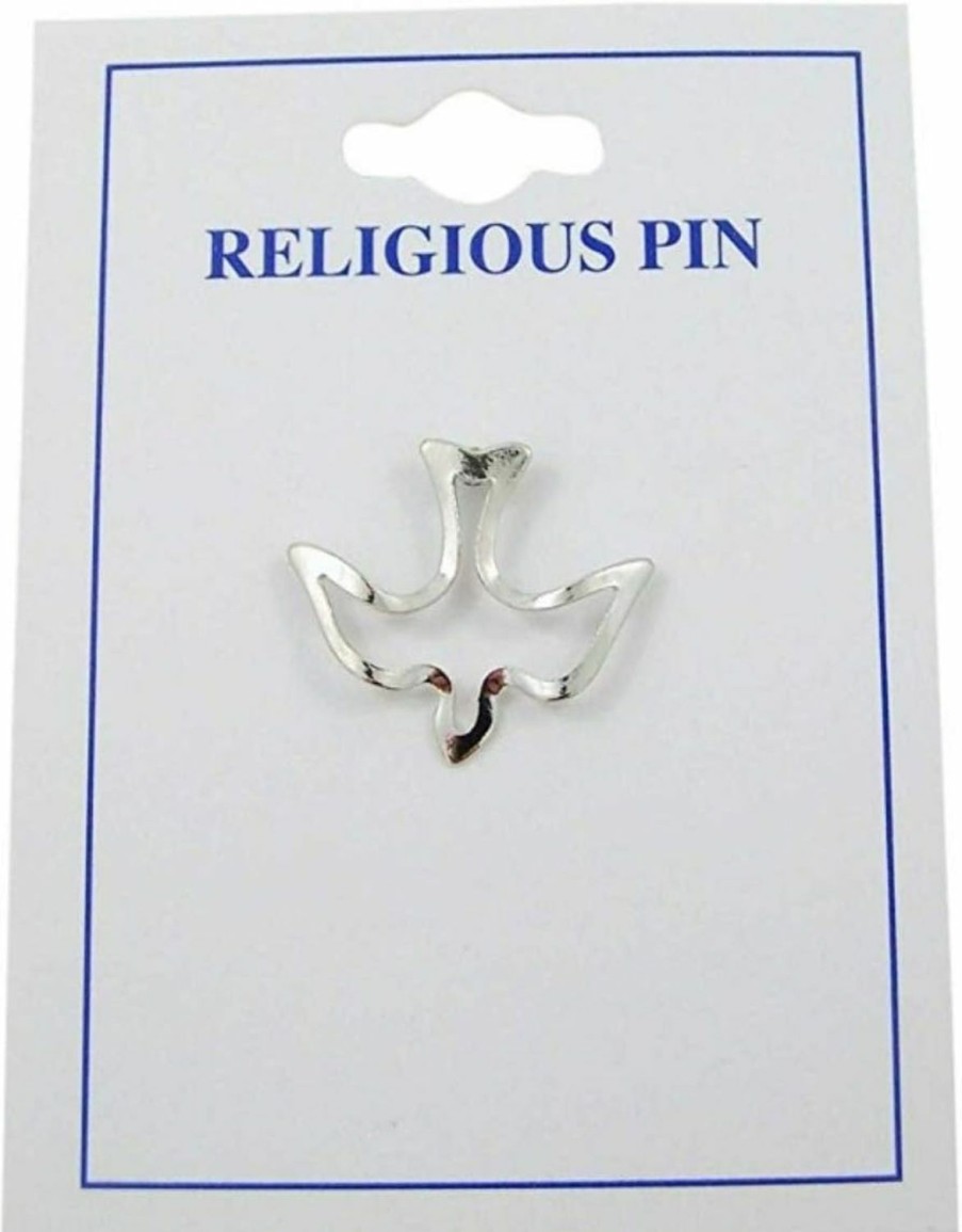 Religious Lapel Pins Silver-Toned Cut-Out Holy Spirit Dove Lapel Pin, Pack Of 3, 3/4 Inch Wholesale