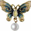 FEELMEM Feelmem Crystal Rhinestone Butterfly Brooch Pin Blue Color Butterfly Brooches For For Women Wedding/Banquet/Birthday Party Wholesale