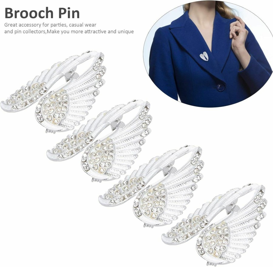 Ladieshow Ladieshow 4Pcs Brooch Pin Diamond Angel Wing Pattern Cute Fashion Lapel Pin Coat Badges Accessory Hot