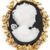 Ben-Amun Jewelry 24K Gold Plated Made In New York Cameo Luxury Real Statement Carved Face Royal Resin Brooch Pin Badge Anniversary Mother Gift Wholesale