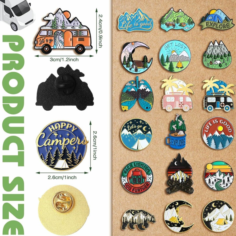 Janinka Janinka 20 Pcs Outdoors Enamel Pins Set Funny Camping Pins Nature Button Pins Vintage Lapel Pins Cute Mini Enamel Pins For Women Men (Camping) Clearance