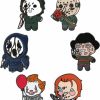 DEZHAN 6Pcs Horror Halloween Pin, Michel Myers Chuky Face Jason Vorhes Frey Krueger Pins Clearance