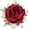 COLORFUL BLING Elegant Rose Flower Pearl Brooch Pin For Women Girls Vintage Floral Hairpin Headpieces Brooch Clothing Bag Scarf Decoration Shawl Pins Jewerly Hot