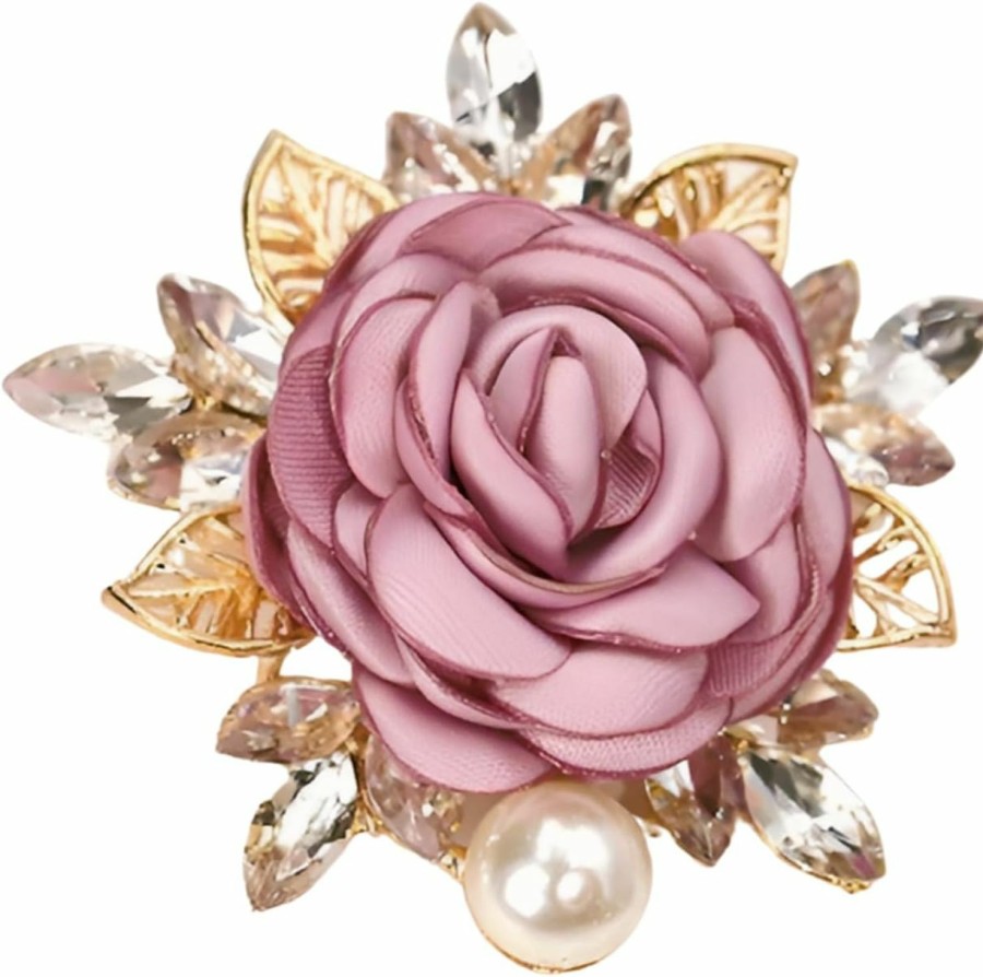 COLORFUL BLING Elegant Rose Flower Pearl Brooch Pin For Women Girls Vintage Floral Hairpin Headpieces Brooch Clothing Bag Scarf Decoration Shawl Pins Jewerly Hot