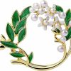 HAFILO Green Leaves Gardenia Flower Brooch Pins For Women Fashion Brooches Pins Garland New