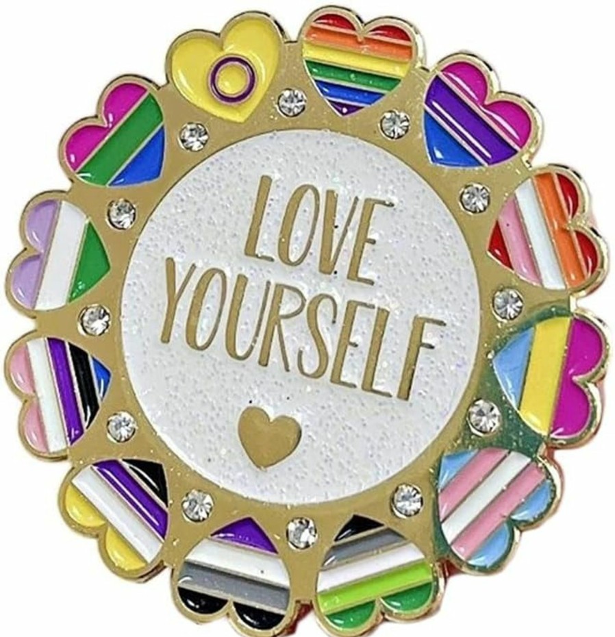 VNEWSCHI Love Yourself Rainbow Enamel Pins Heart Pride Brooch Metal Badge Lgbt Cute Pin For Men'S And Women'S Clothing Schoolbag Accessories Gifts Wholesale