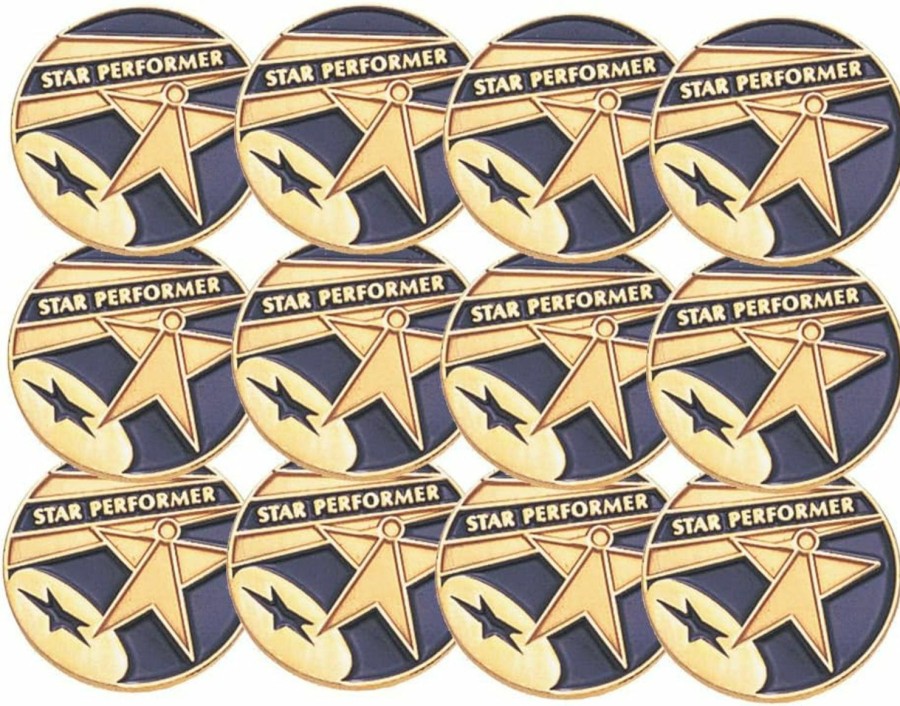 SHOP AWARDS AND GIFTS Shop Awards And Gifts Star Performer Lapel Pins For Students, Appreciation, Reward, School, Employee Recognition, Bulk Pack Of 12, Poly Bagged, 3/4 Inch Clearance