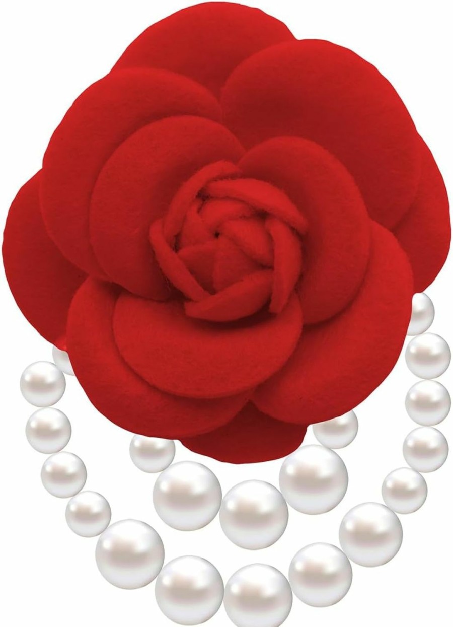 FUTIMELY Futimely Elegant Camellia Flower Pearl Brooch Pin For Women Girls,Vintage Floral Hairpin Headpieces Brooch Clothing Bag Scarf Decoration Shawl Pins Jewerly Hot