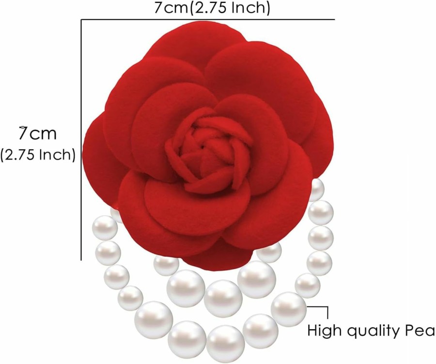 FUTIMELY Futimely Elegant Camellia Flower Pearl Brooch Pin For Women Girls,Vintage Floral Hairpin Headpieces Brooch Clothing Bag Scarf Decoration Shawl Pins Jewerly Hot