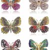 ESIW Esiw 6 Pcs Colorful Rhinestone Crystal Butterfly Brooch Pin Lapel Pin For Women (6 Colors) Wholesale